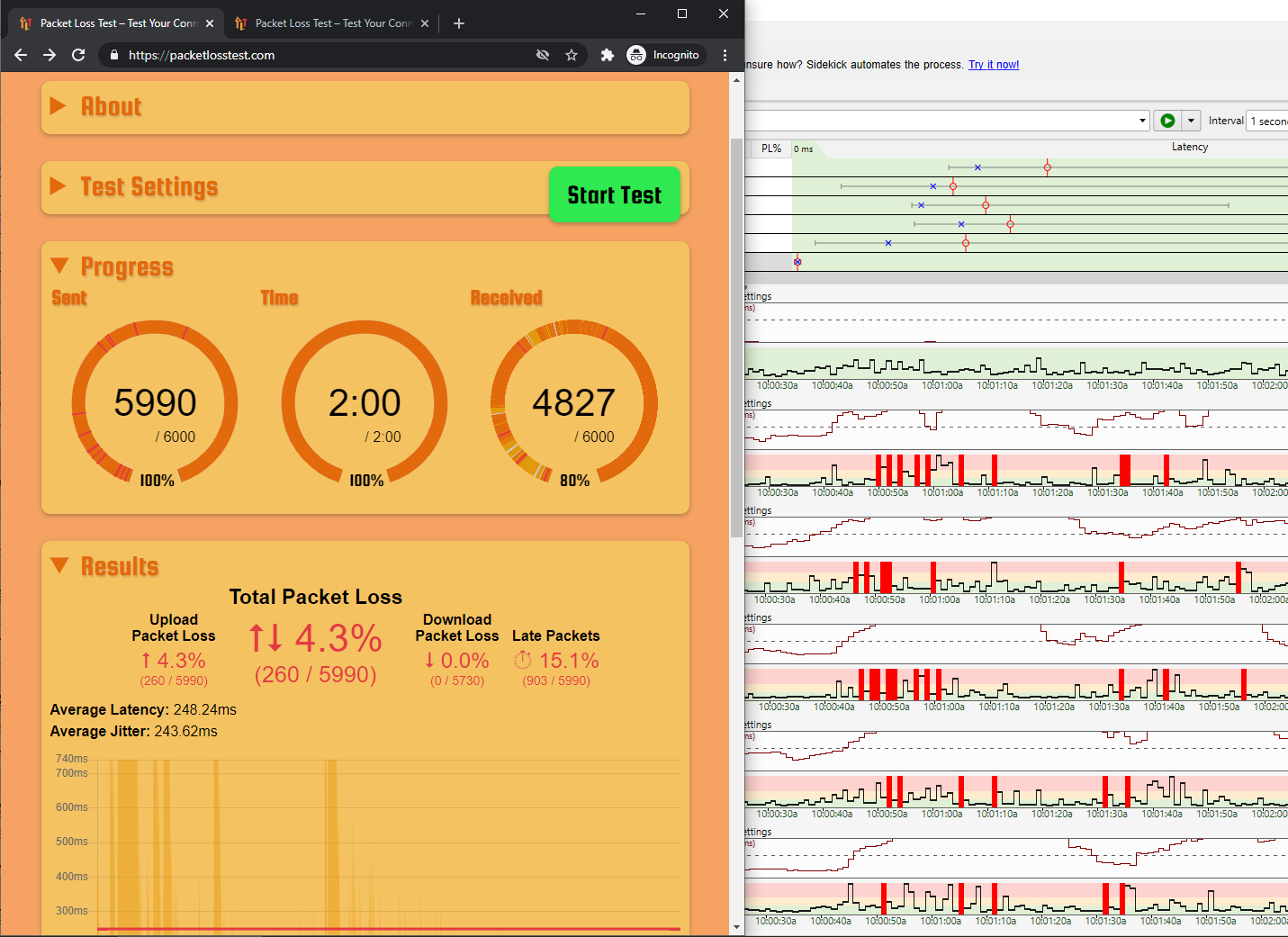 pingplotter troubleshooting packet loss problems